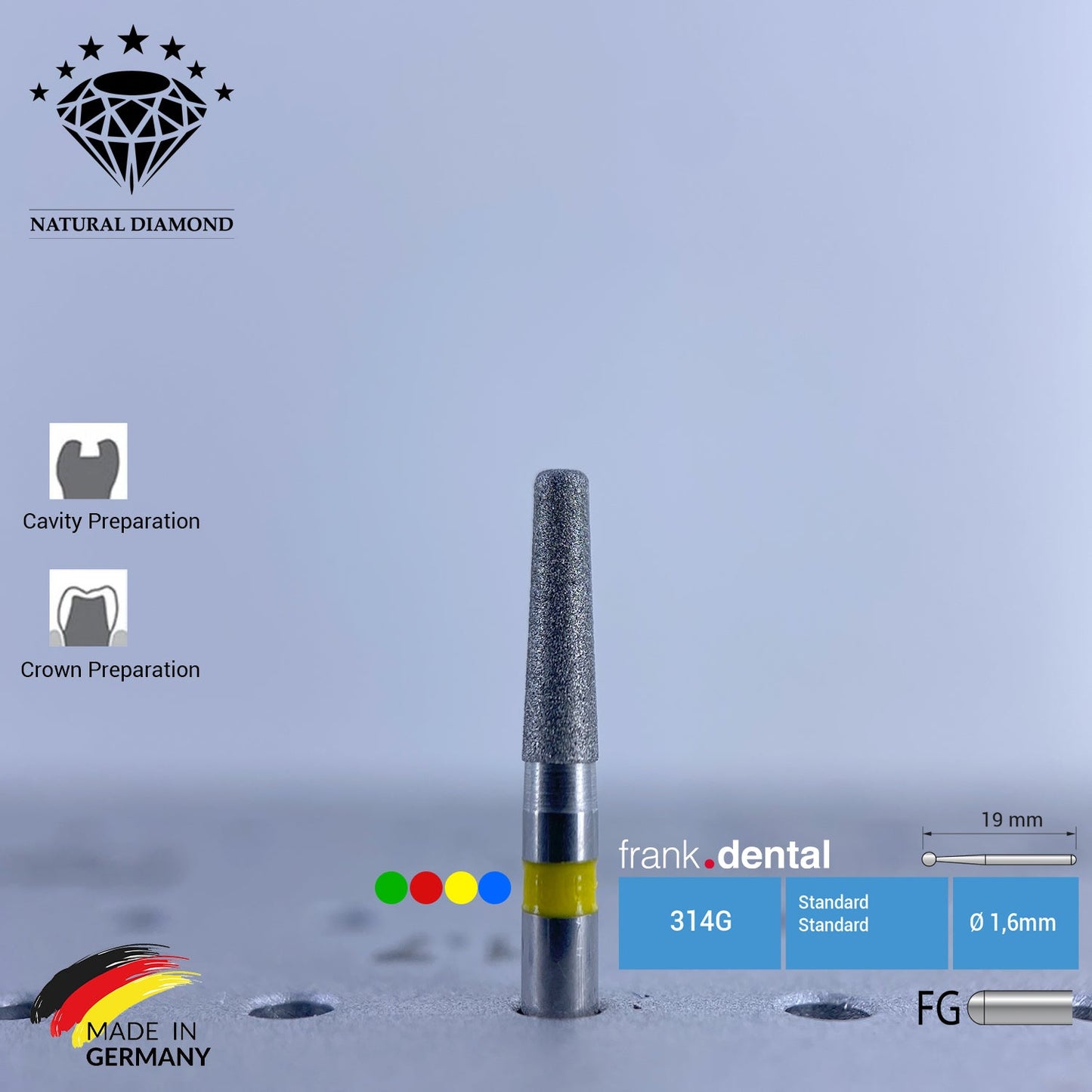 Dental Natural Diamond Bur - 846KR Dental Burs - For Turbine - 5 Pcs