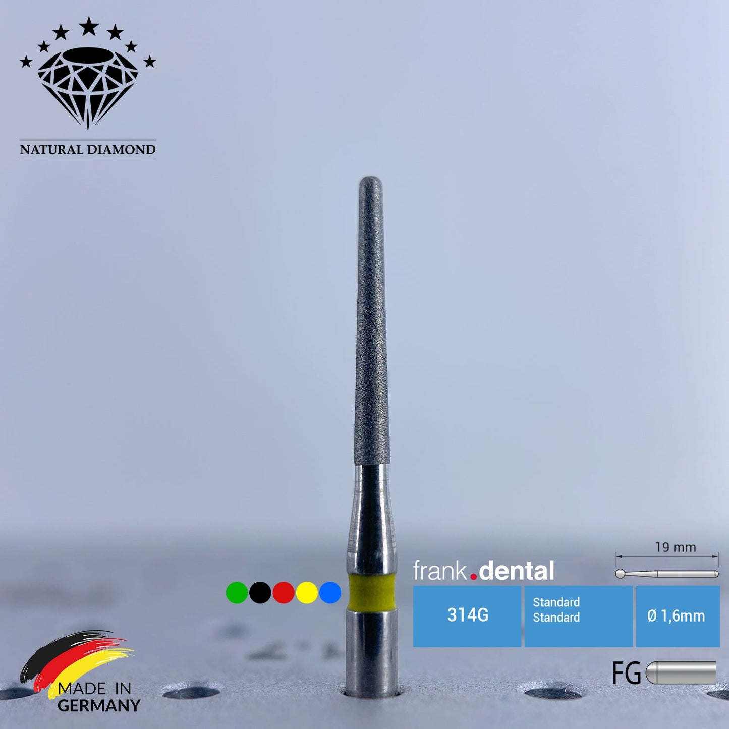 Dental Natural Diamond Bur - 856L Dental Burs - For Turbine - 5 Pcs
