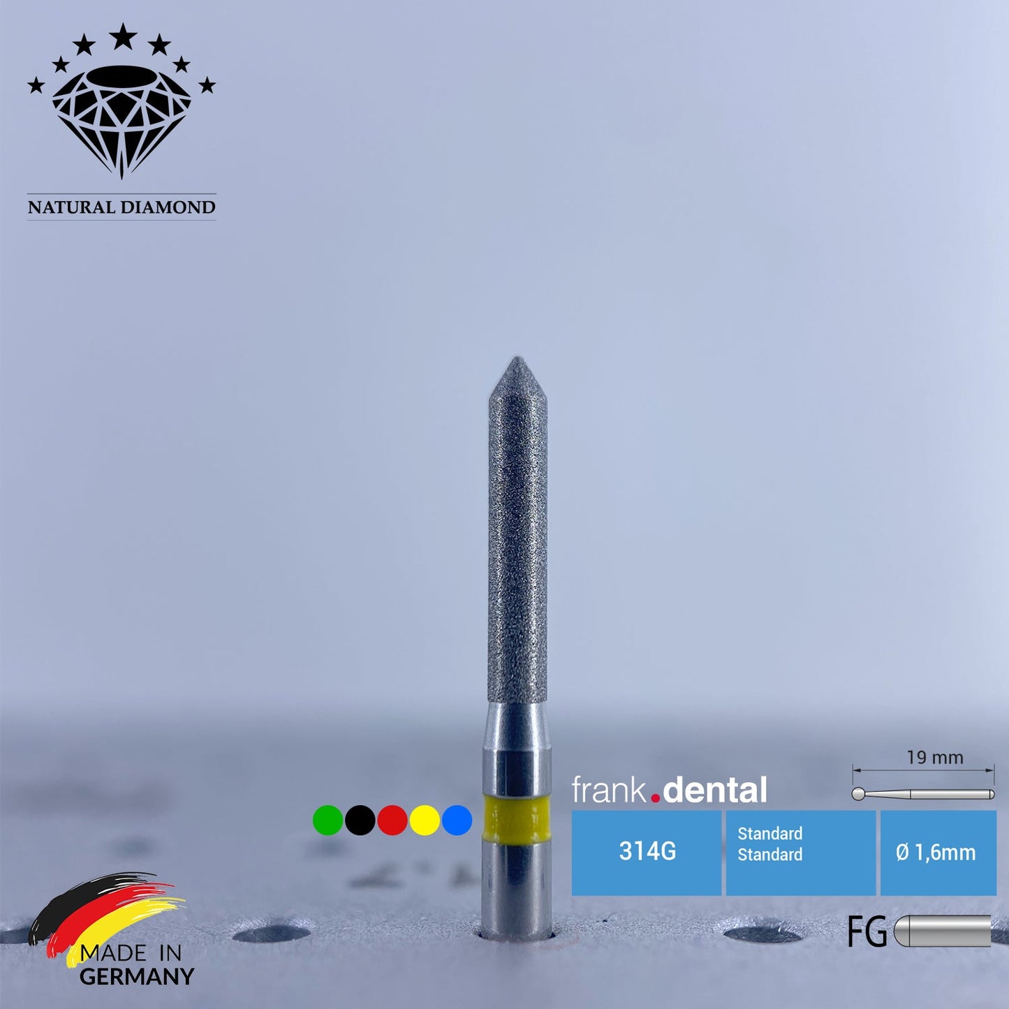 Dental Natural Diamond Bur - 885 Dental Burs - For Turbine - 5 Pcs