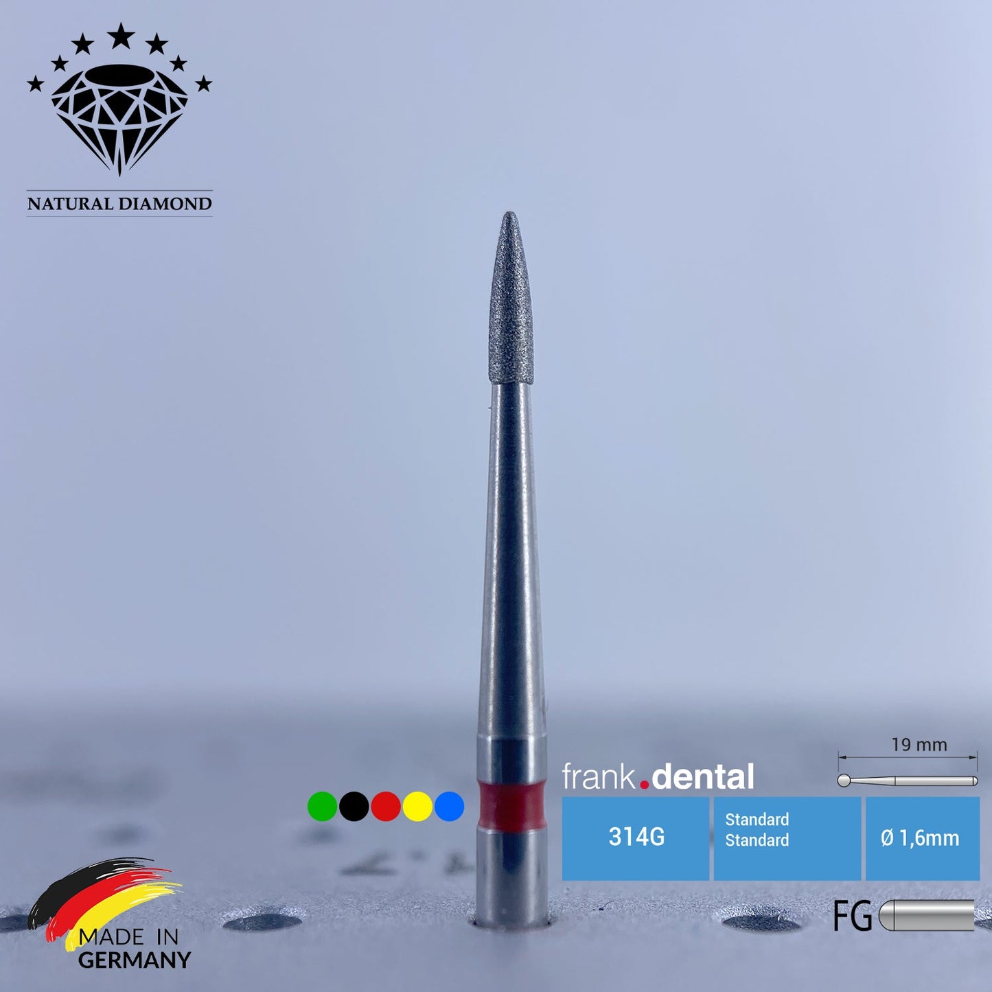 Dental Natural Diamond Bur - 889 Dental Burs - For Turbine - 5 Pcs