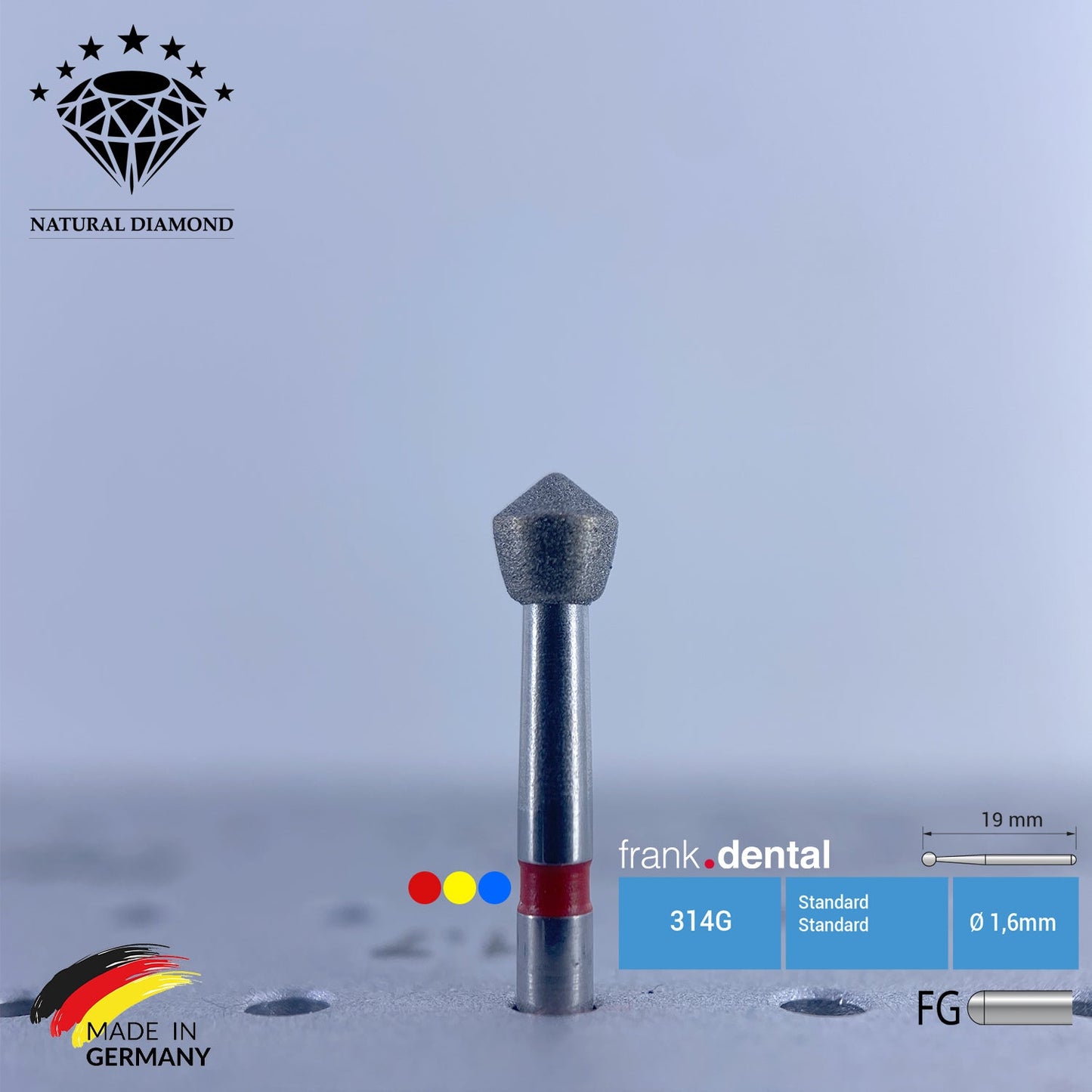 Dental Natural Diamond Bur - 905 Dental Natural Diamond Burs - For Turbine - 5 Pcs