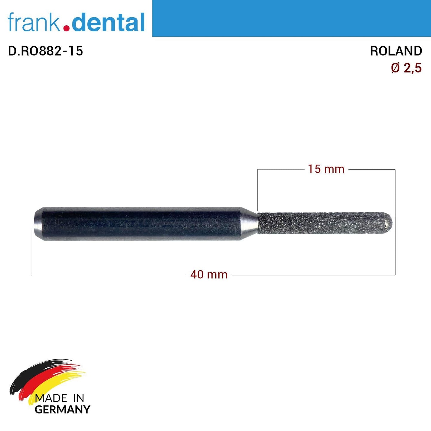 Dentreal - Diamond Milling Drill 2.5 mm - for Roland Milling Machine
