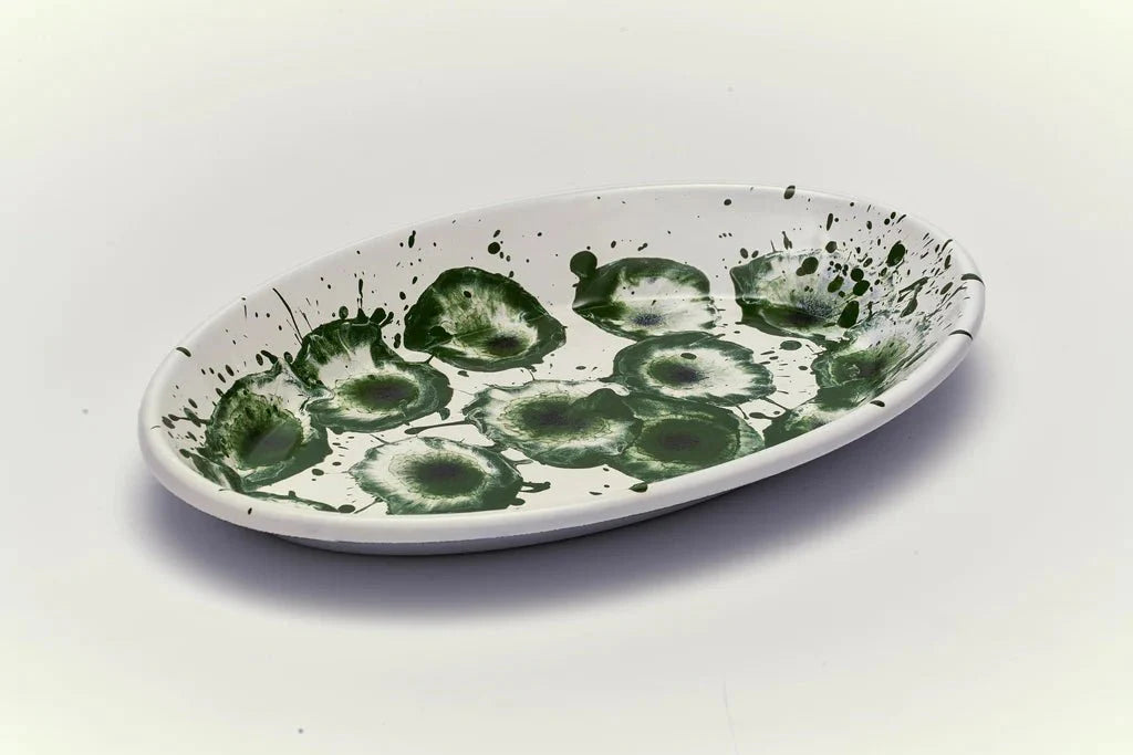 Kapka - Floral Madness Oval Plate - Enamel Vintage Look Washable Oval Plate / Kapka