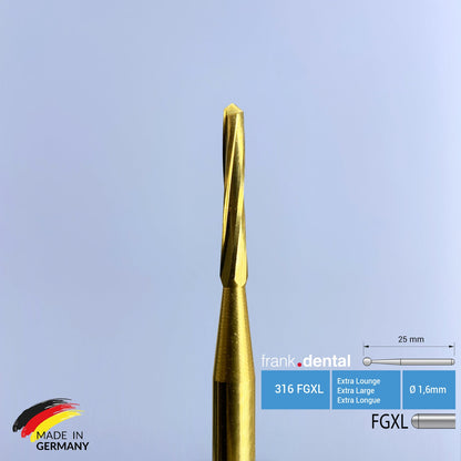 Frank Dental Titanium Coated Carbide Lindemann Bone Cutter - 161 FGXL - for Air Turbine