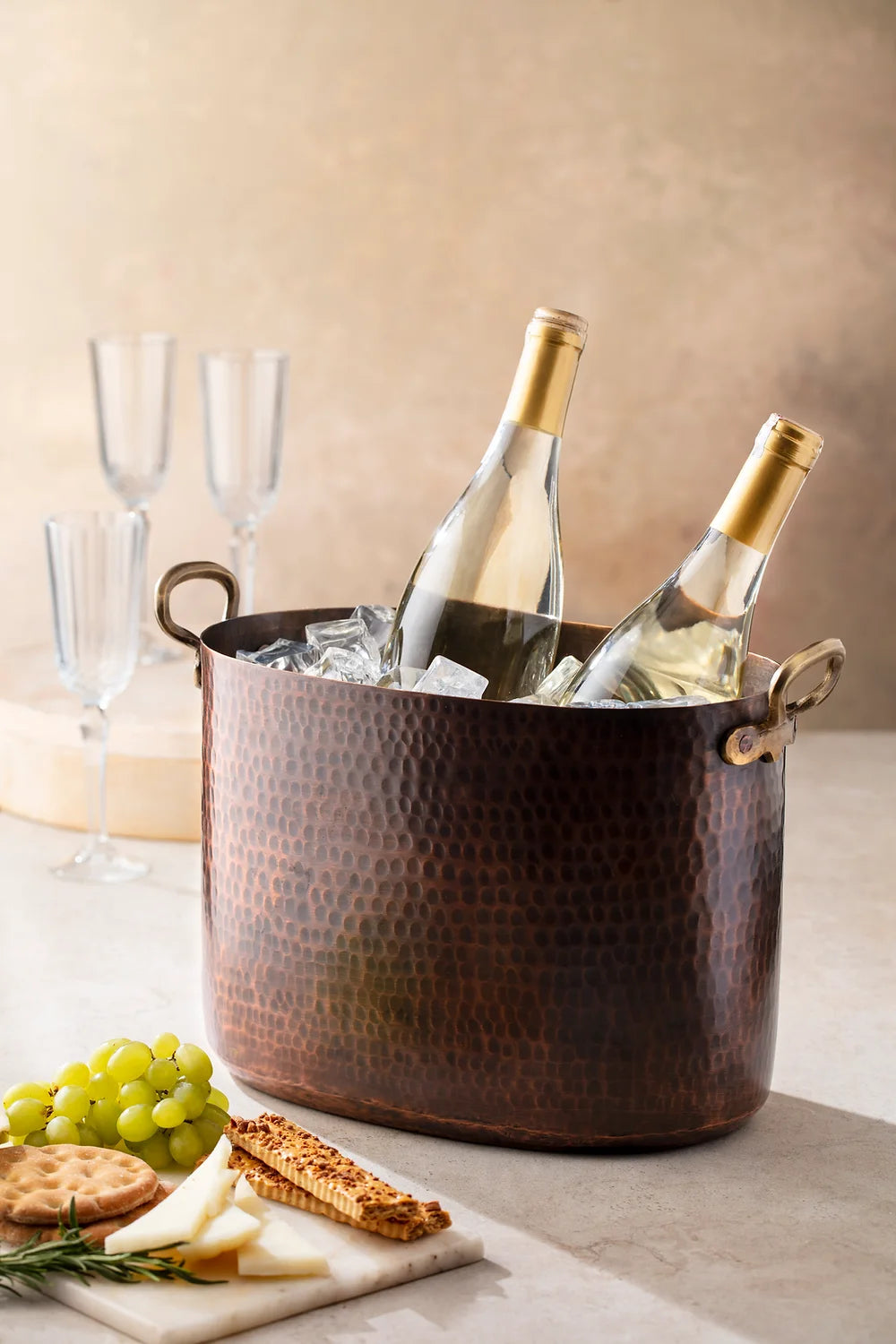 Oval Copper Oxide Wine Bucket