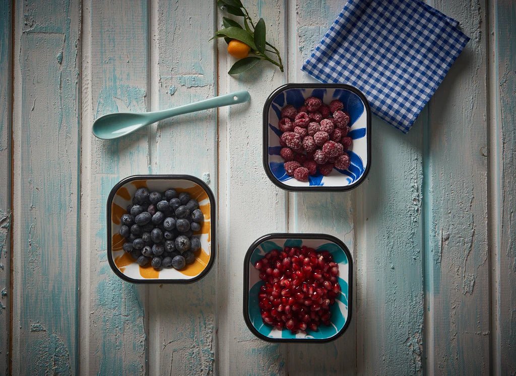 Kapka - A Little Color Square Meze Plate - Enamel Vintage Look Washable Square Meze Plate / Kapka