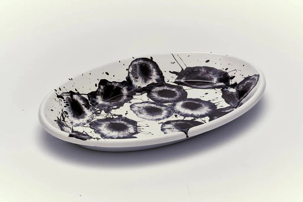 Kapka - Floral Madness Oval Plate - Enamel Vintage Look Washable Oval Plate / Kapka