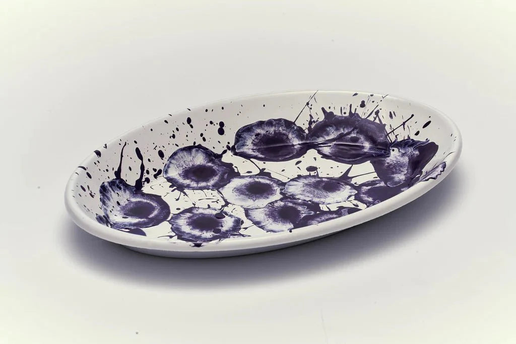 Kapka - Floral Madness Oval Plate - Enamel Vintage Look Washable Oval Plate / Kapka