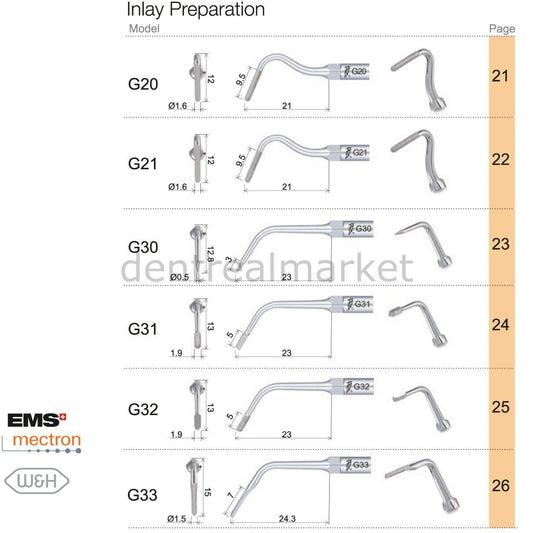 Woodpecker - Inlay Preparation Scaler Tips - Ems,Mectron,Woodpecker,WH Compatible