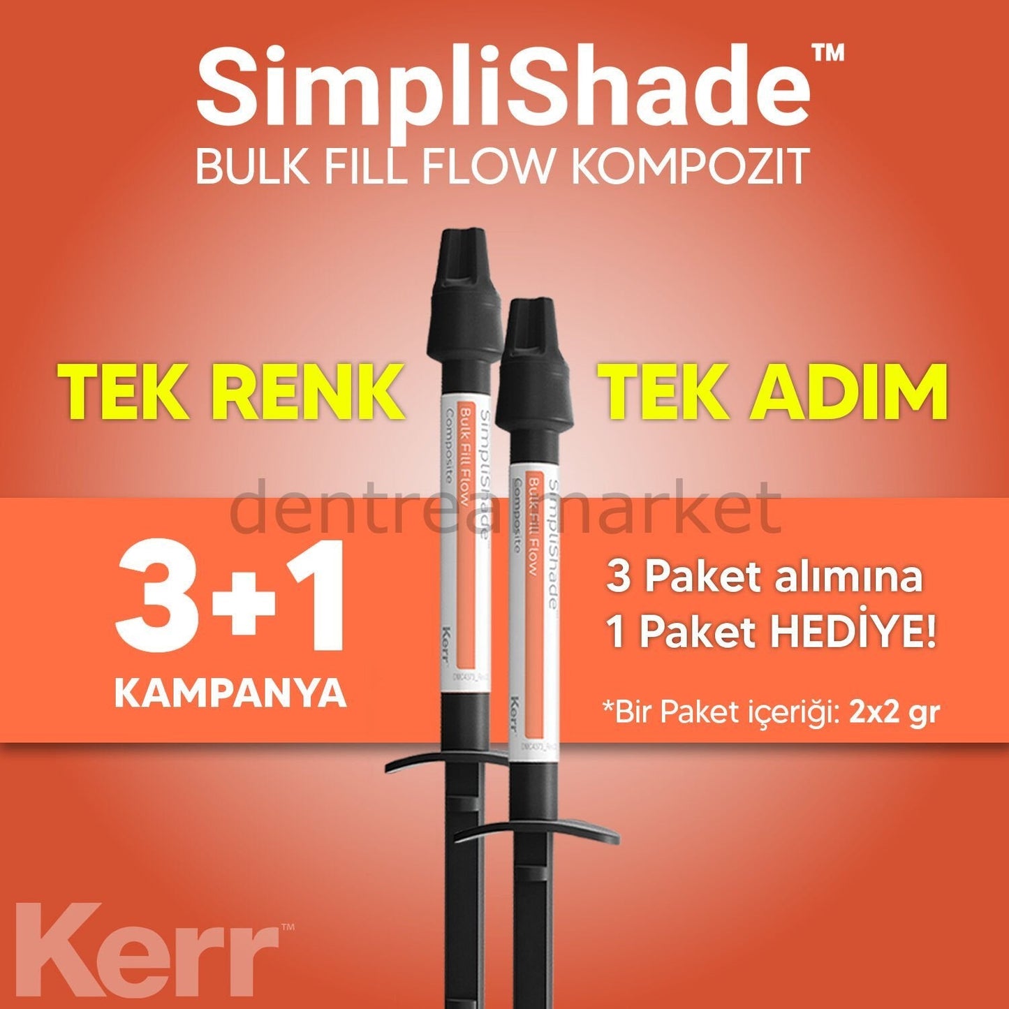 Kerr SimpliShade Bulk Fill Flow Composite 2*2g - One Shade 3+1 Promotion