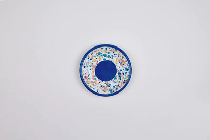 Kapka - Wonder Wheel Round Meze Plate - Enamel Vintage Look Washable Round Meze Plate / Kapka